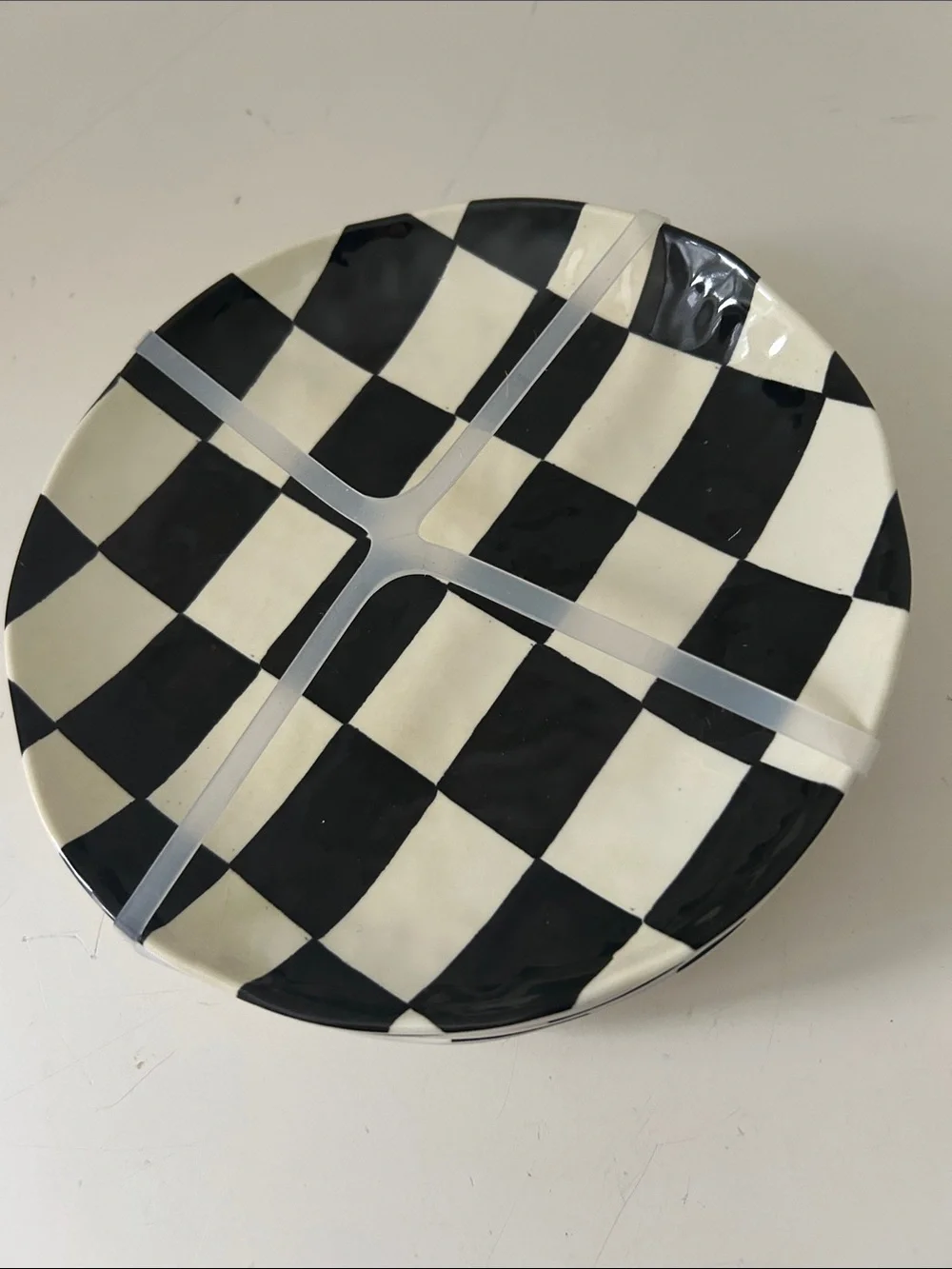 Set of 4 Black and White Checkered Melamine Mini Dessert & Appetizer Plates NEW - Picture 3 of 7